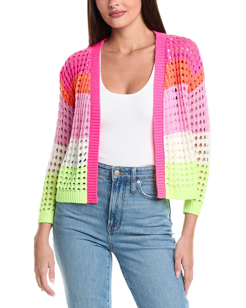 Wispr Pointelle Silk-blend Cardigan In Blue