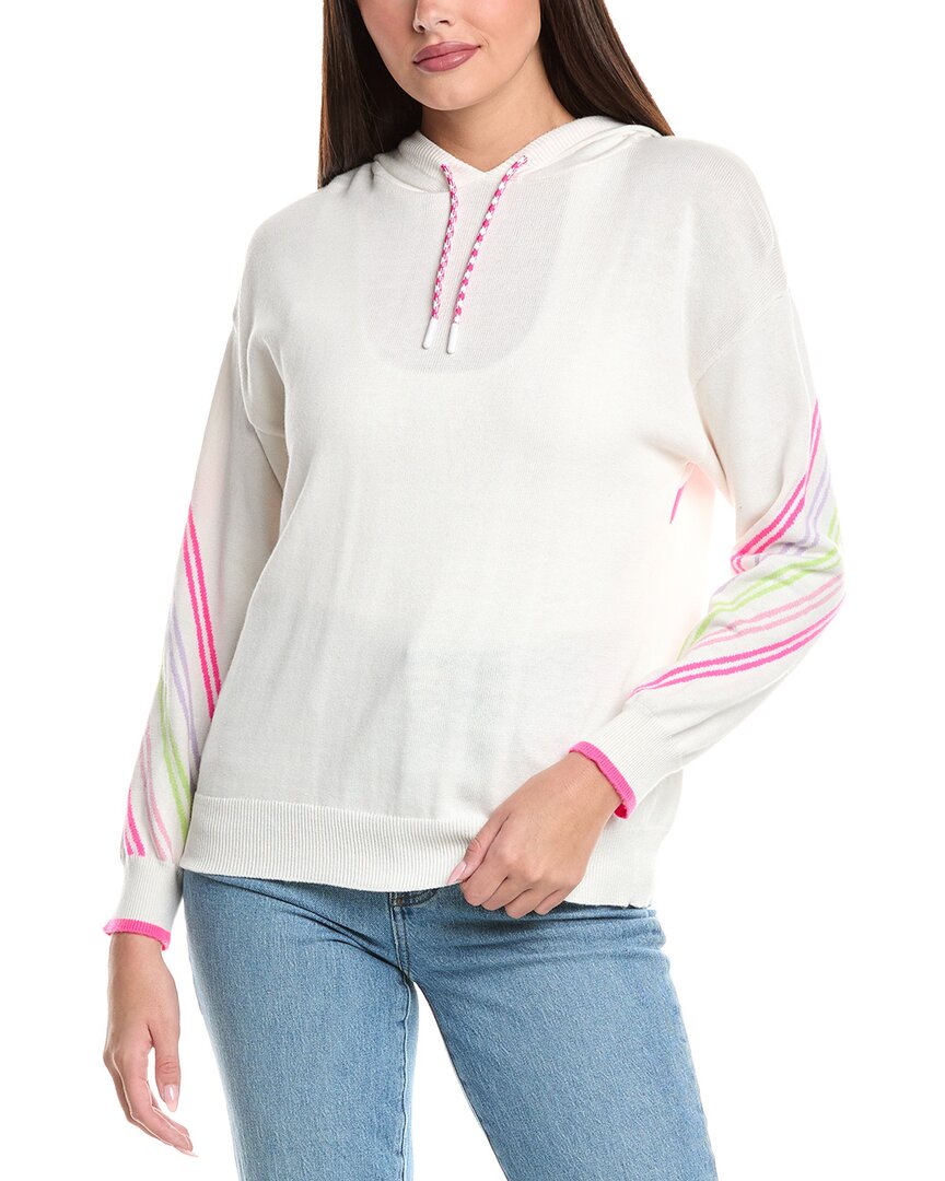 Wispr Sporty Stripe Silk-blend Hoodie In White