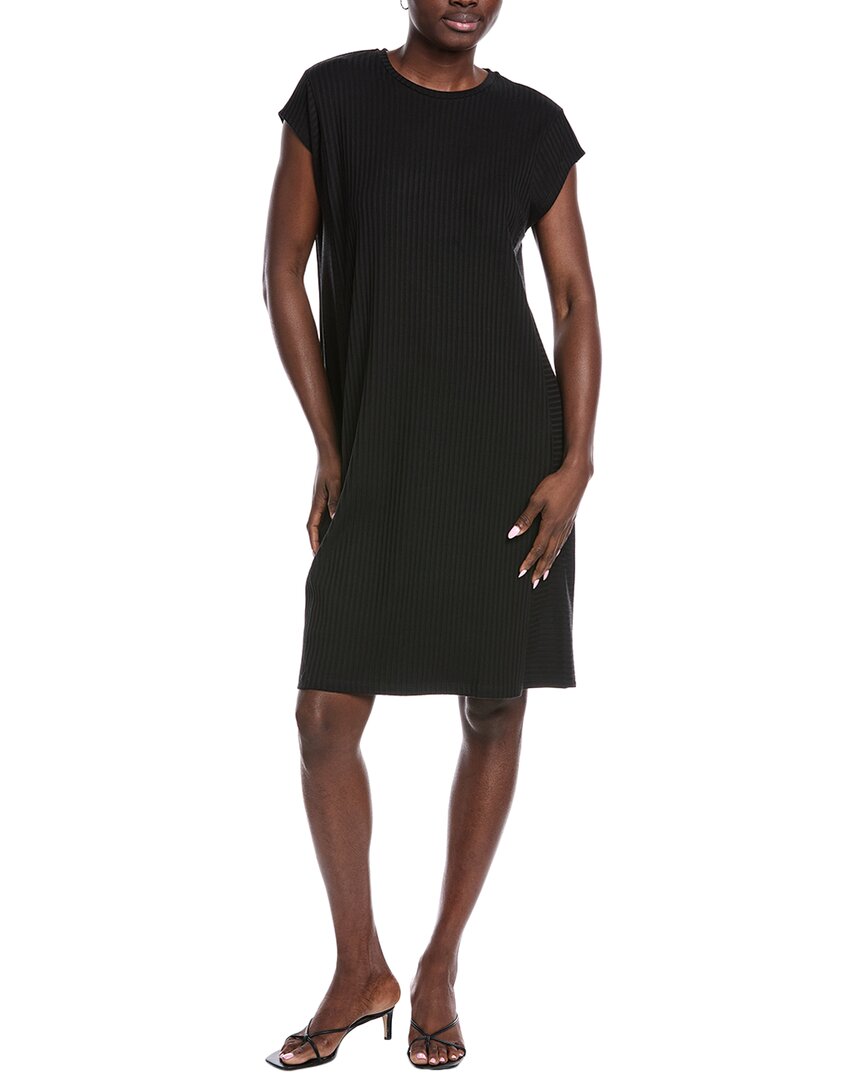 Eileen Fisher Round Neck Shift Dress In Black