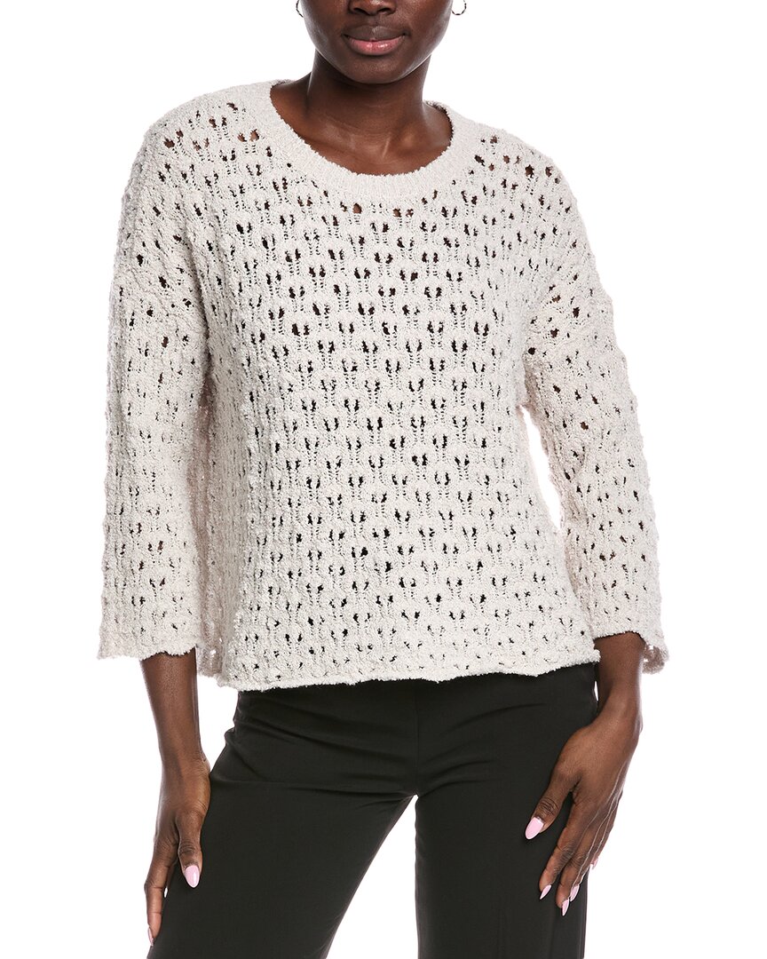 Eileen Fisher Open Stitch Organic Cotton Blend Sweater In White