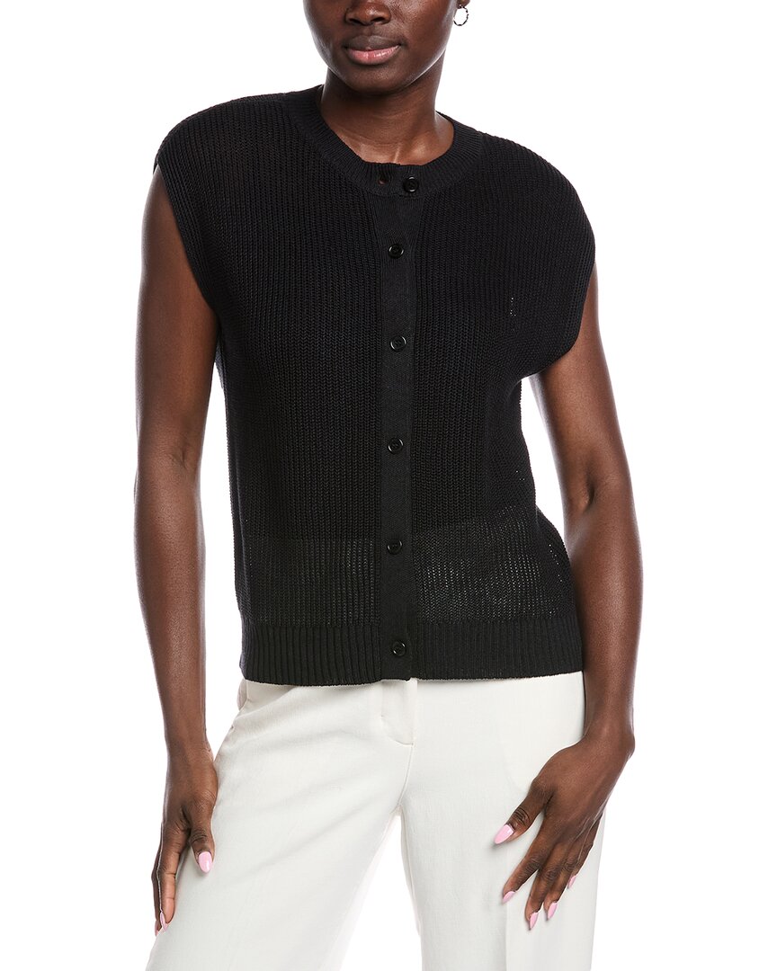Eileen Fisher Linen-blend Vest In Black
