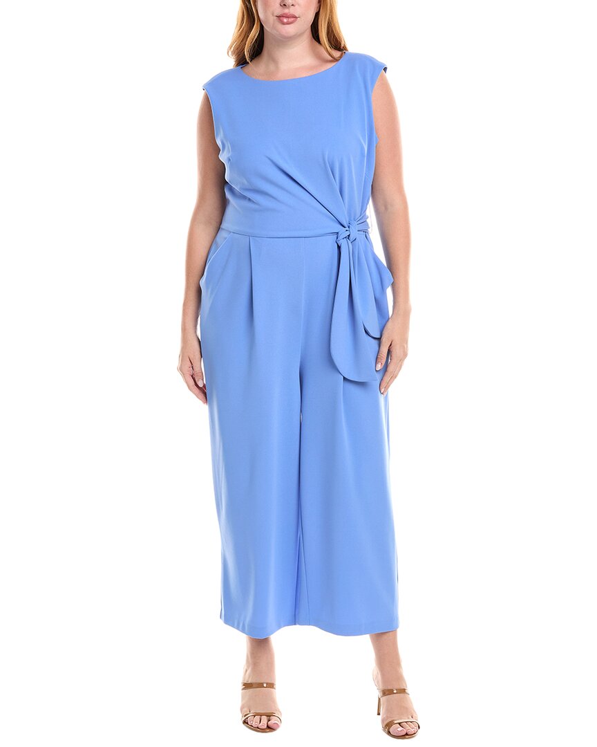 Tahari Asl Plus Side Tie Jumpsuit In Blue