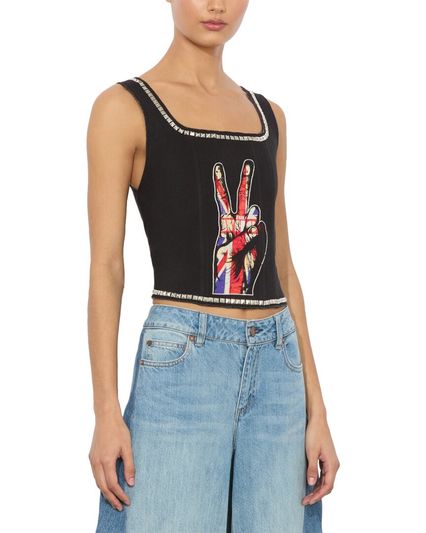 Alice And Olivia Breslin Band Tee Corset In Black