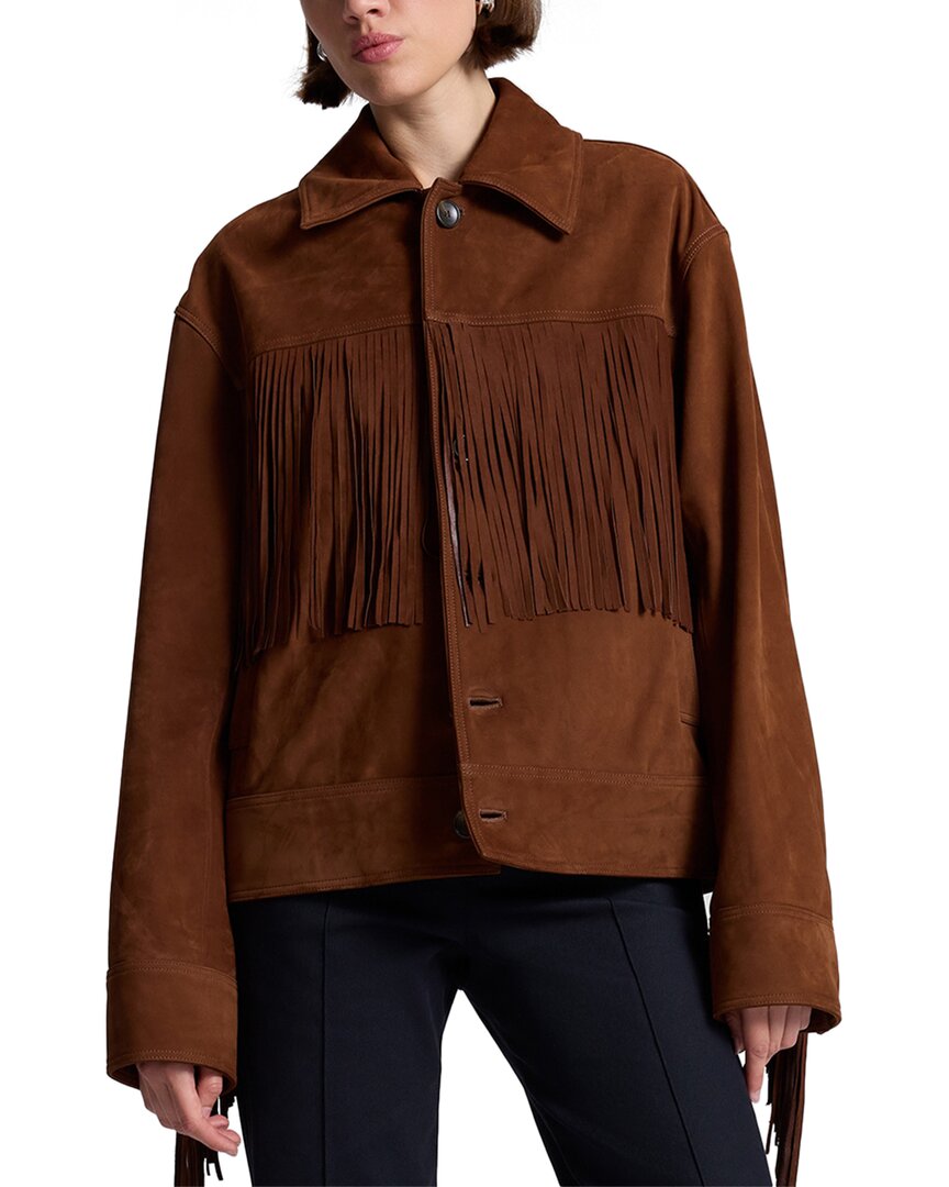 A.l.c . Wren Fringe Suede Jacket In Brown