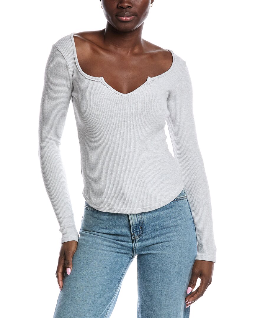 Project Social T Kieran Notch Neck Rib Top In White