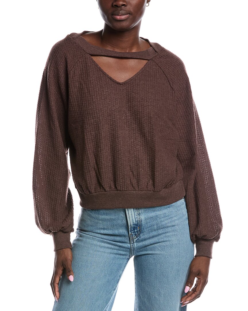 Project Social T Night & Day Cut Out Cozy Thermal Top In Brown