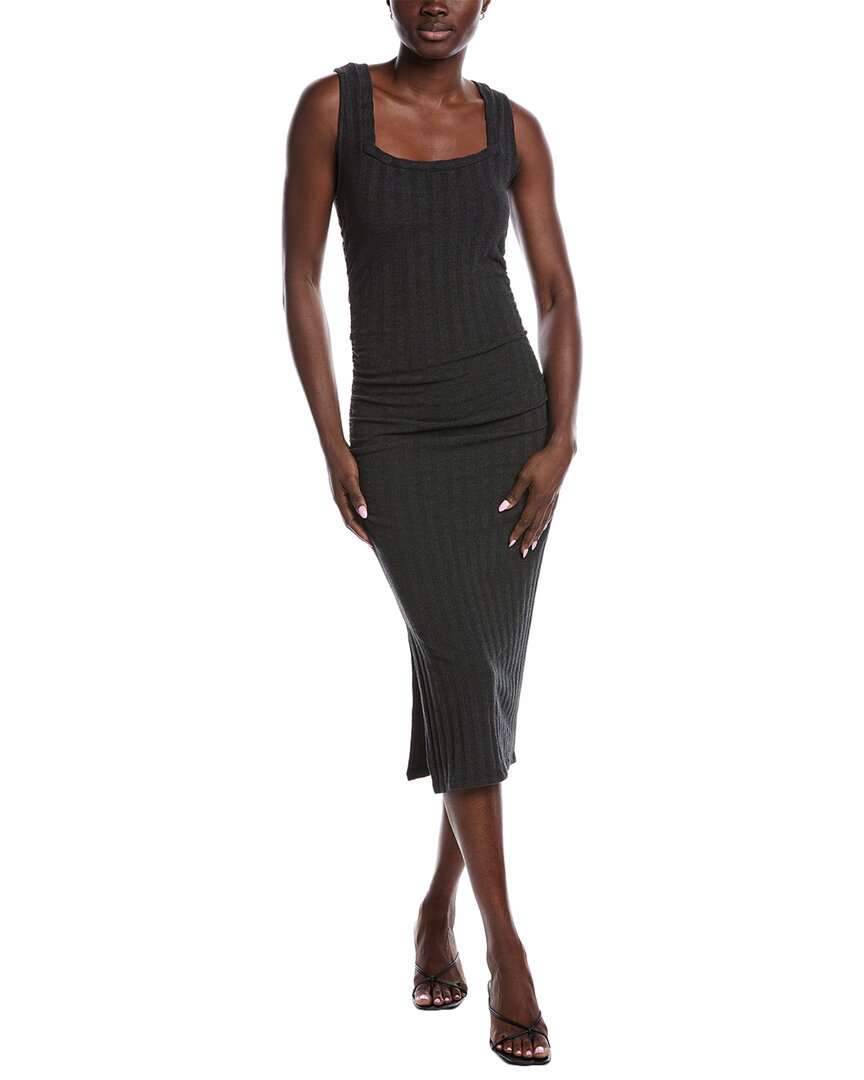 Project Social T Montara Square Neck Rib Midi Dress In Black