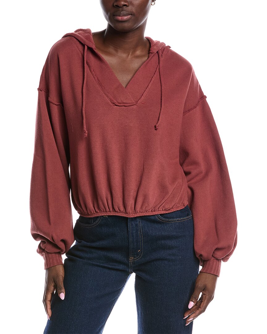 Project Social T Samson Bubble Hem V-neck Hoodie In Brown