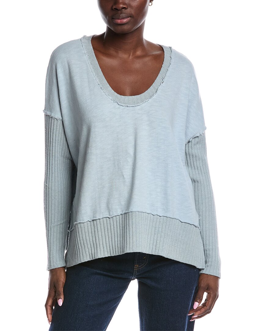 Project Social T Quinn Mixed Fabric Oversized Pullover In Gray