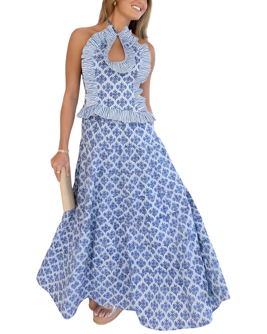 Charlotte Green 2pc Top & Skirt Set In Blue