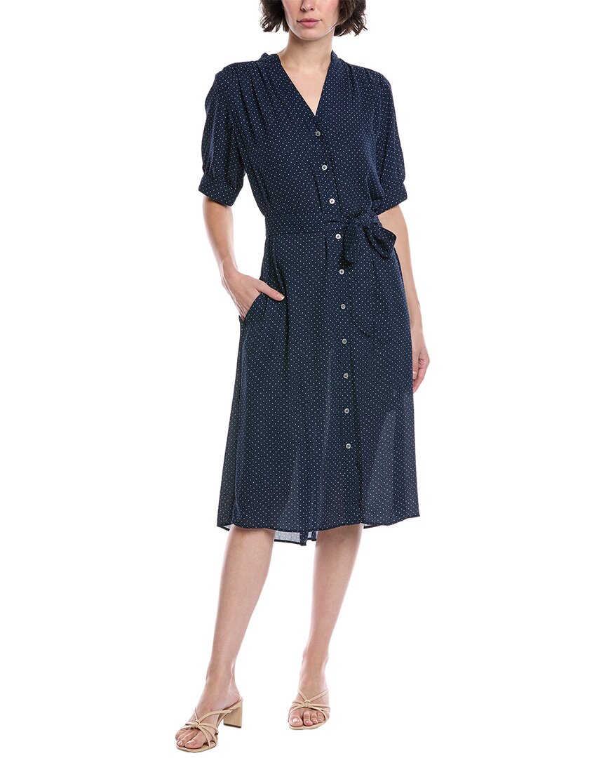 Brooks Brothers Dot Print Shirtdress In Blue