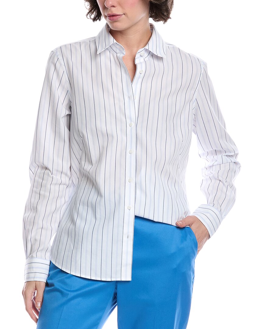 Brooks Brothers Fitted Blouse In Blue