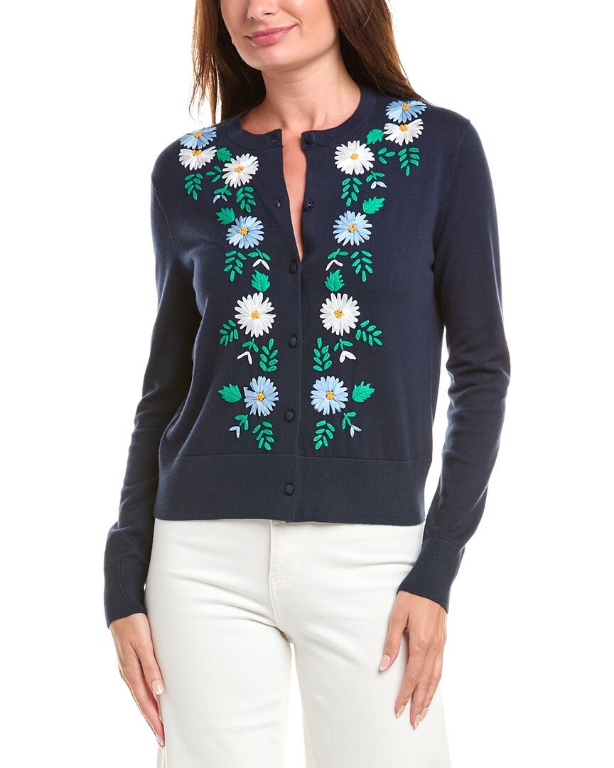 Brooks Brothers Embroidered Floral Ribbon Cardigan In Multi