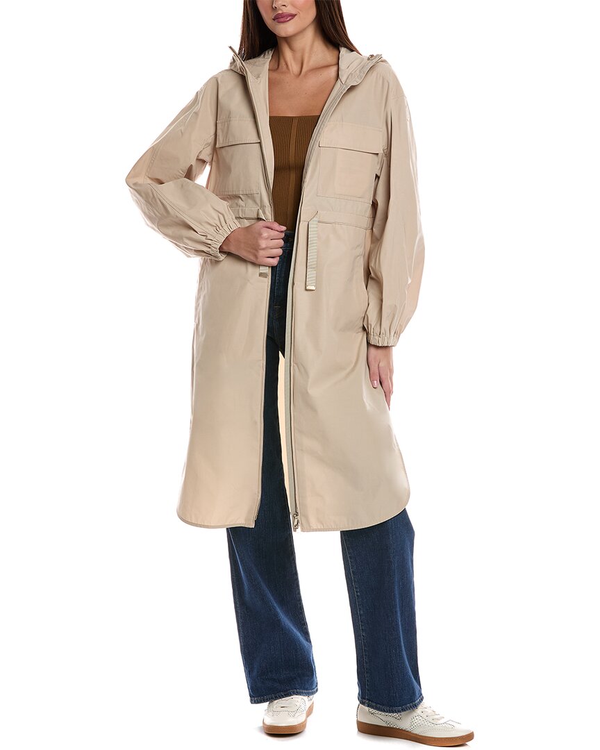 Moncler Peronne Long Parka In Neutral
