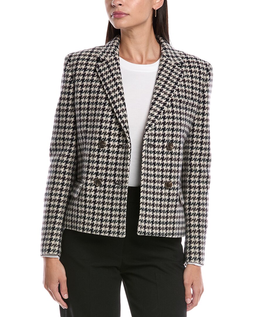 Theory Square Double-breasted Wool Tweed Jacket In Brown
