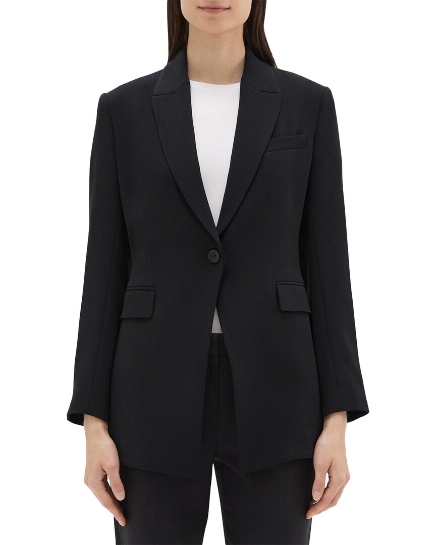 Theory Veste De Tailleur En Laine Mélangée In Black