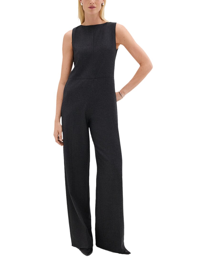 Theory Relaxed Sleeveless Wool-blend Jumpsuit In Black