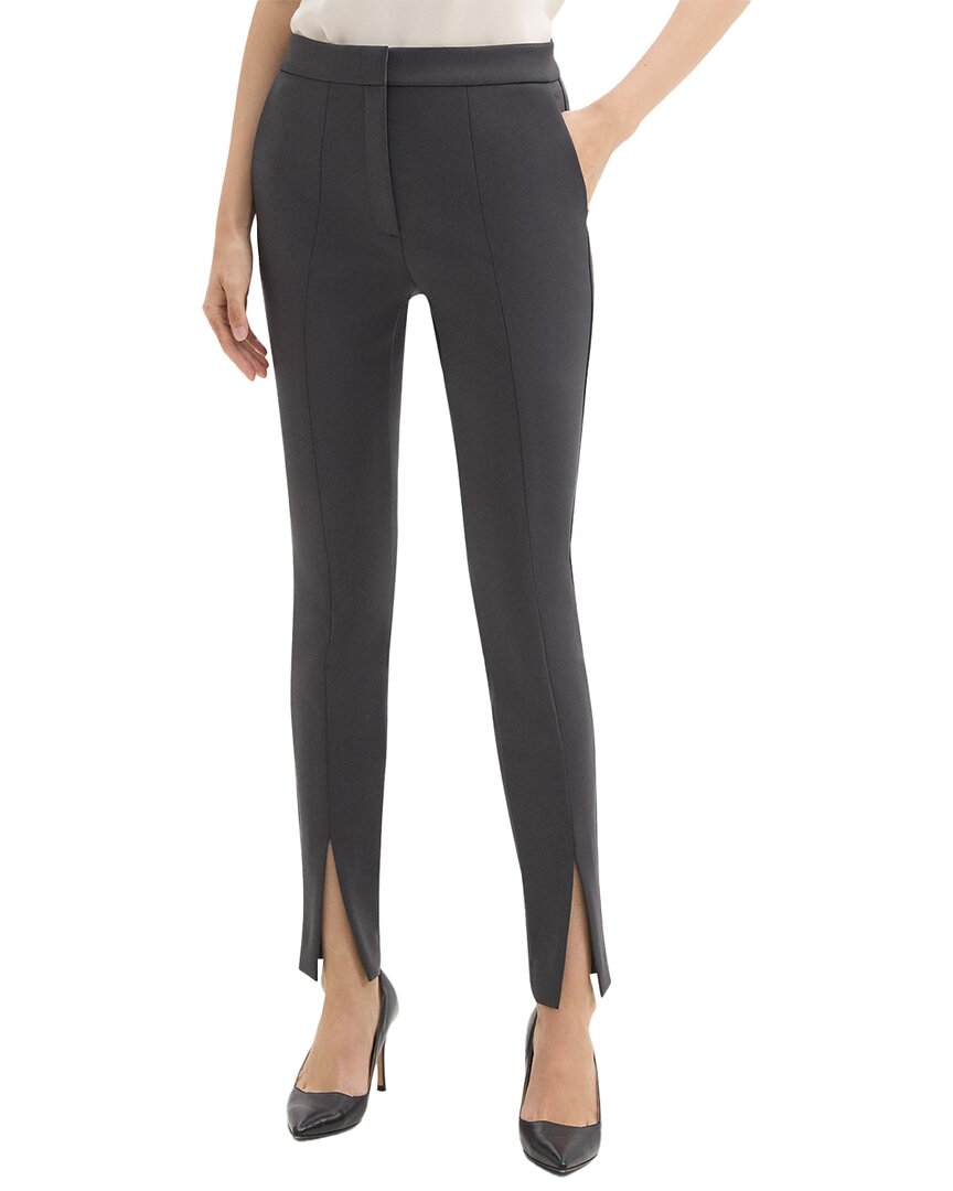 Theory High-waisted Slim Slit Pant In Gray