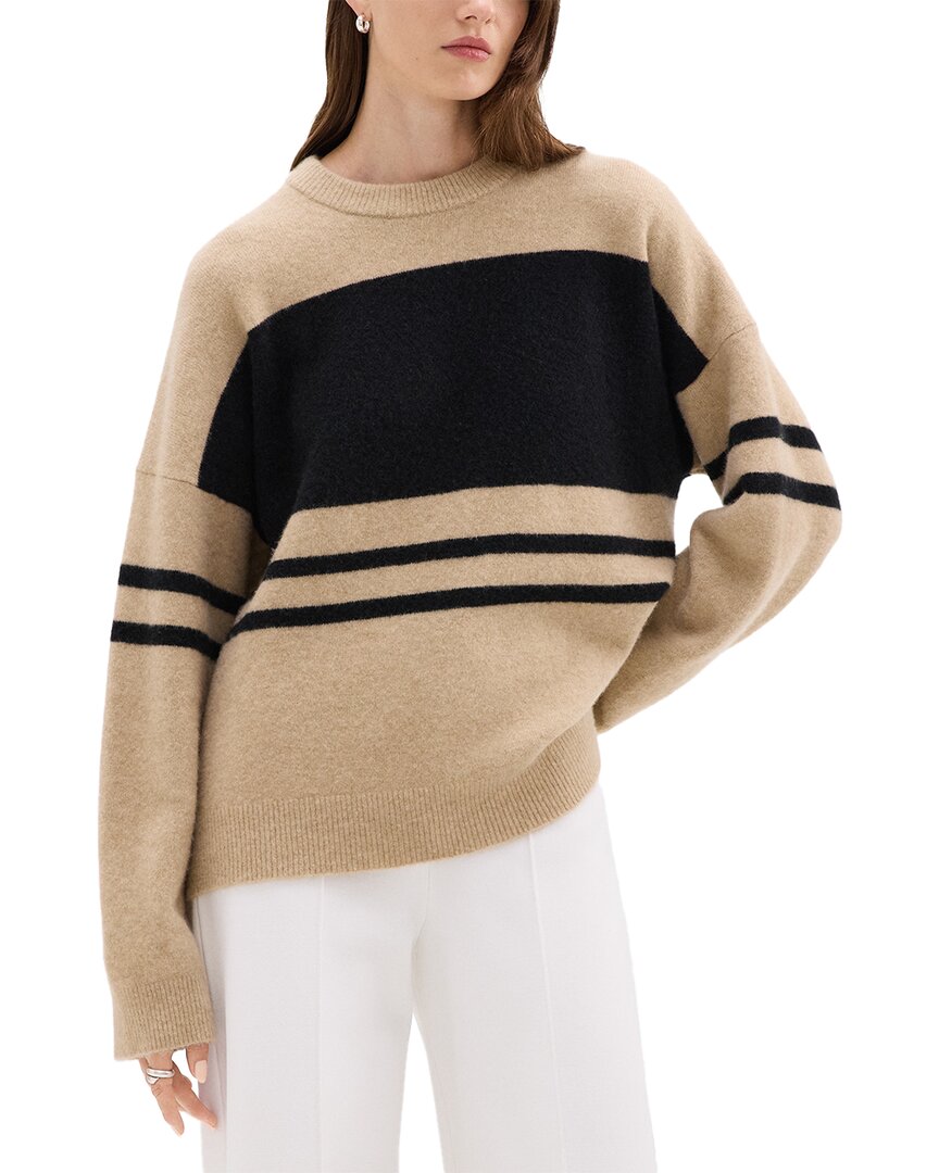 Theory Colorblock Sweater In Astor Wool In Brown