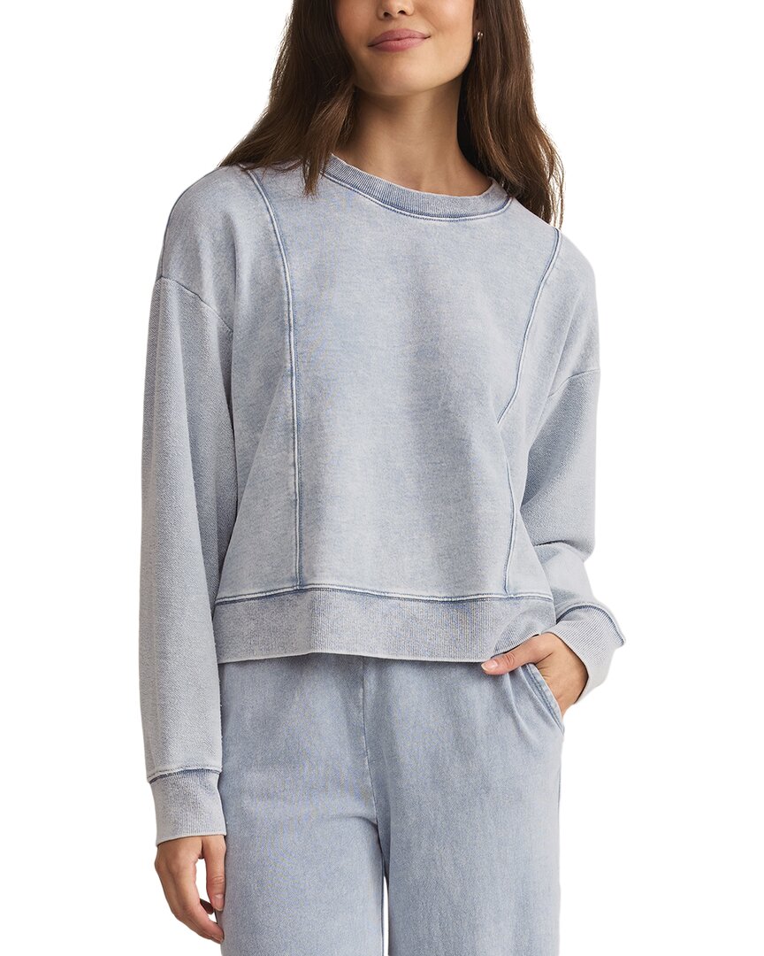 Z Supply Lax Knit Denim Sweatshirt In Blue