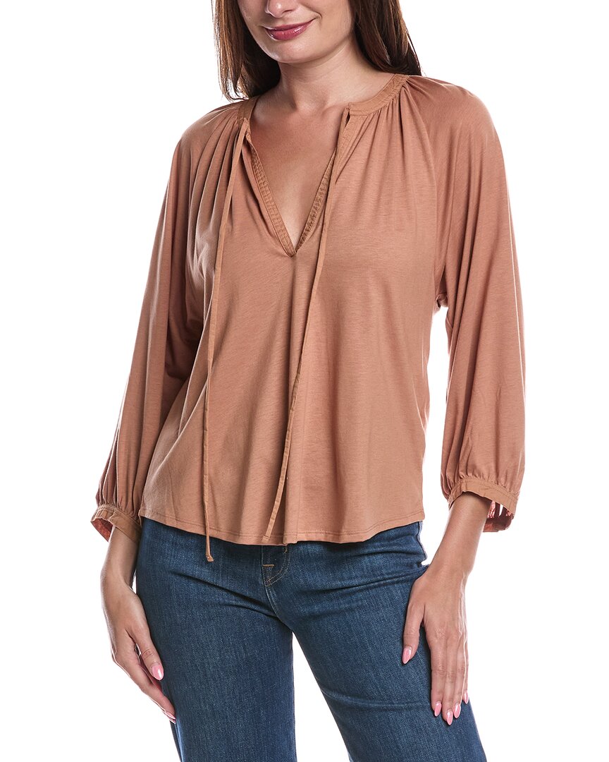 Nation Ltd Brylee Peasant Top In Brown