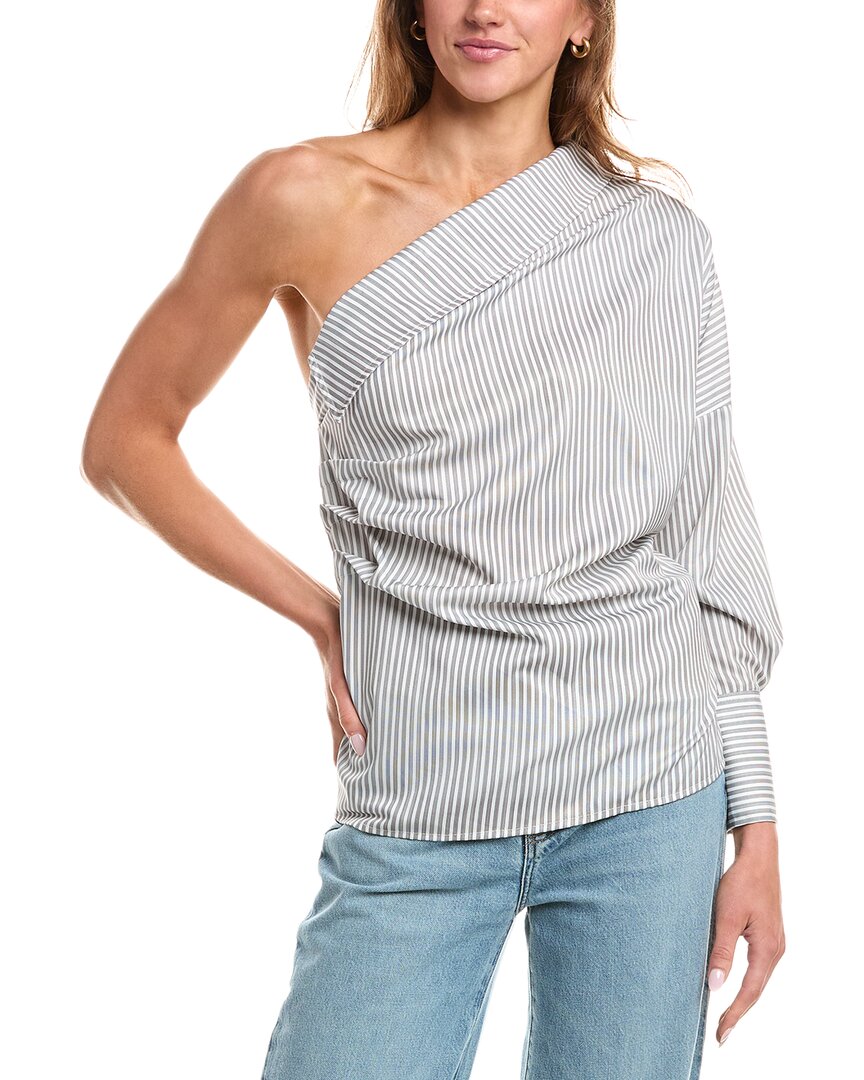 70/21 Pleated Button Top In Gray