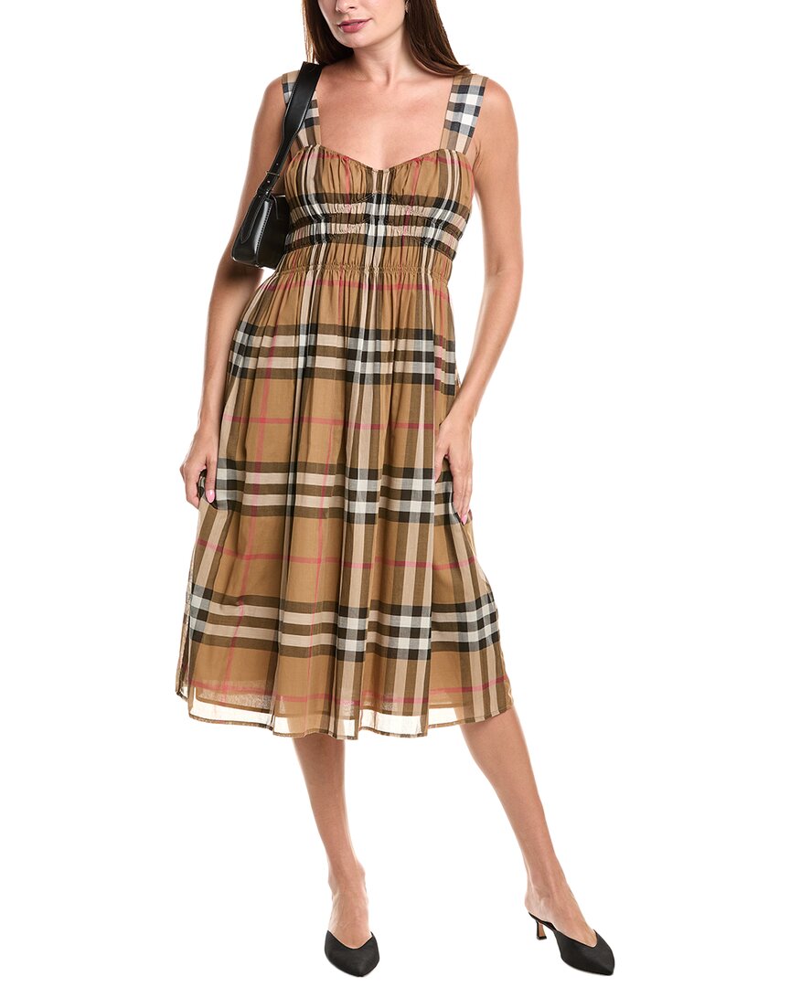 Burberry Smocked Midi Dress