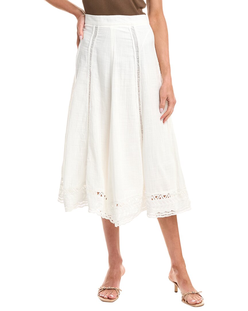 Avantlook Lace Hem Midi Skirt In White