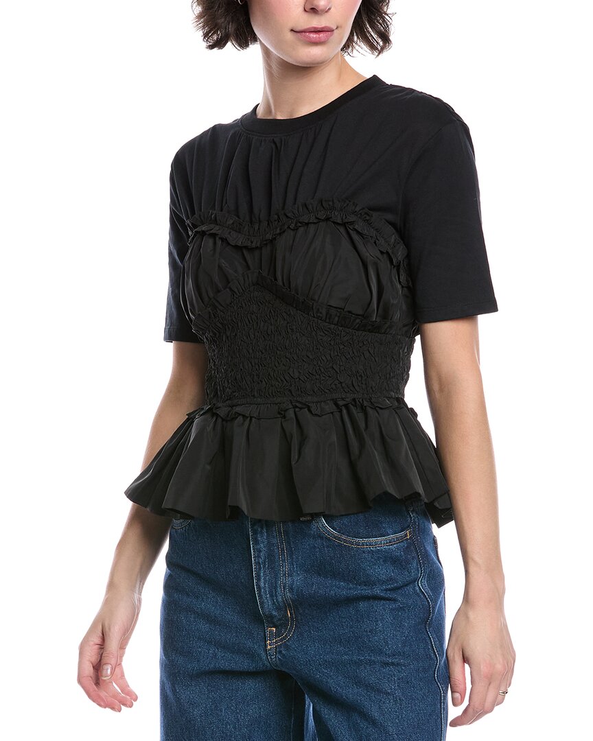 Sea New York Diana Taffeta Top In Black