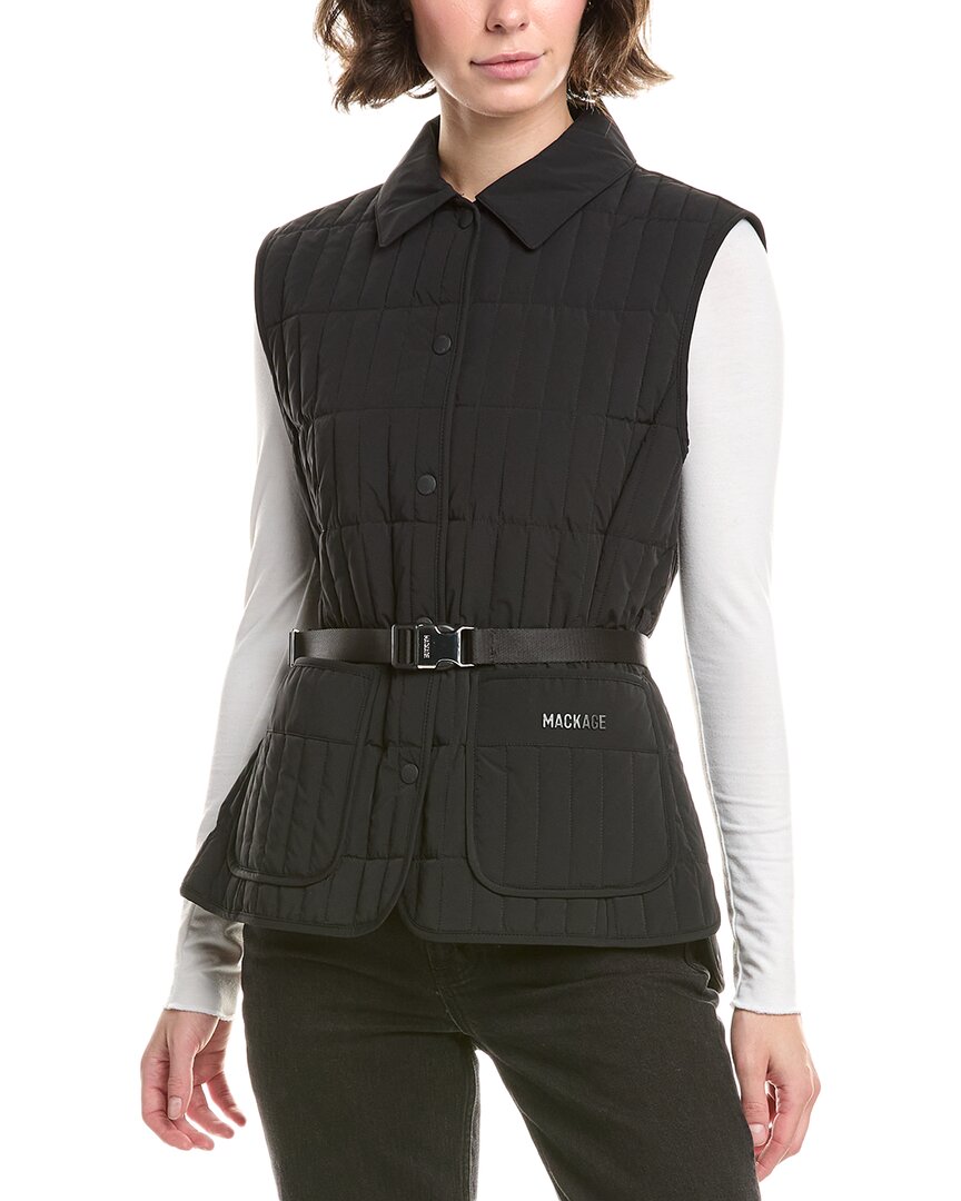 Mackage Helia Light Down Vertical Quilted Vest In Black