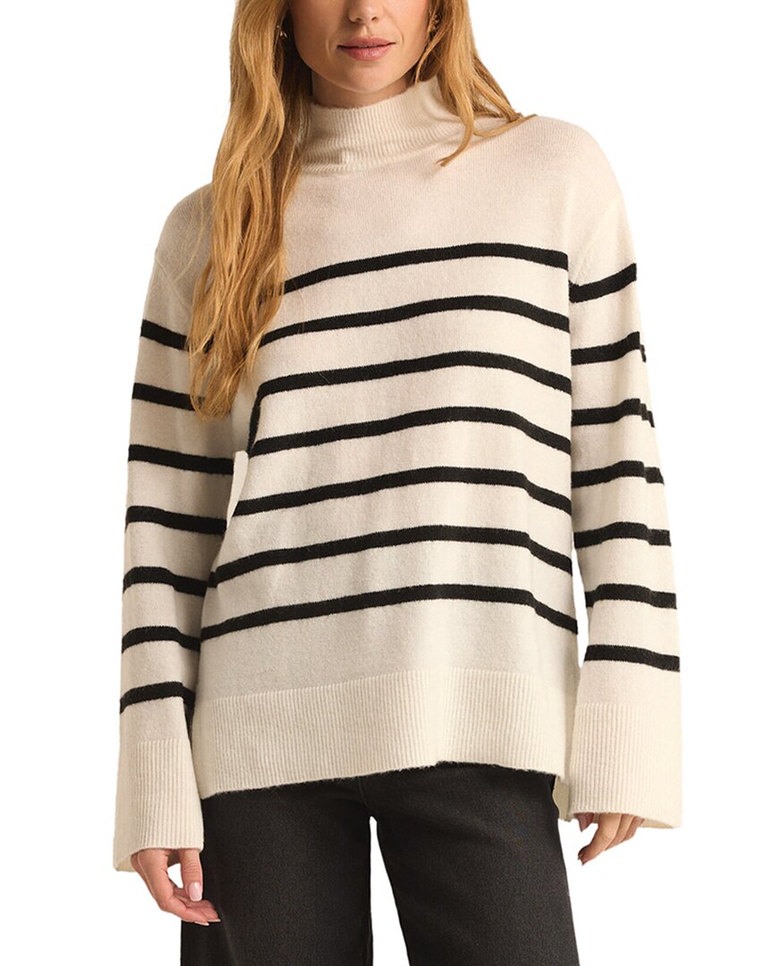 Z Supply Fin Stripe Sweater In White