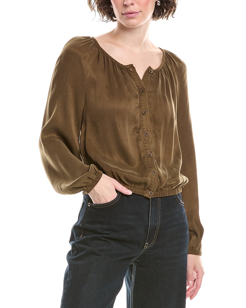 Bella Dahl Shirred Blouse In Brown