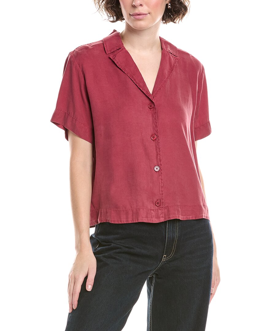 Bella Dahl Short Sleeve Flowy Button Down In Red