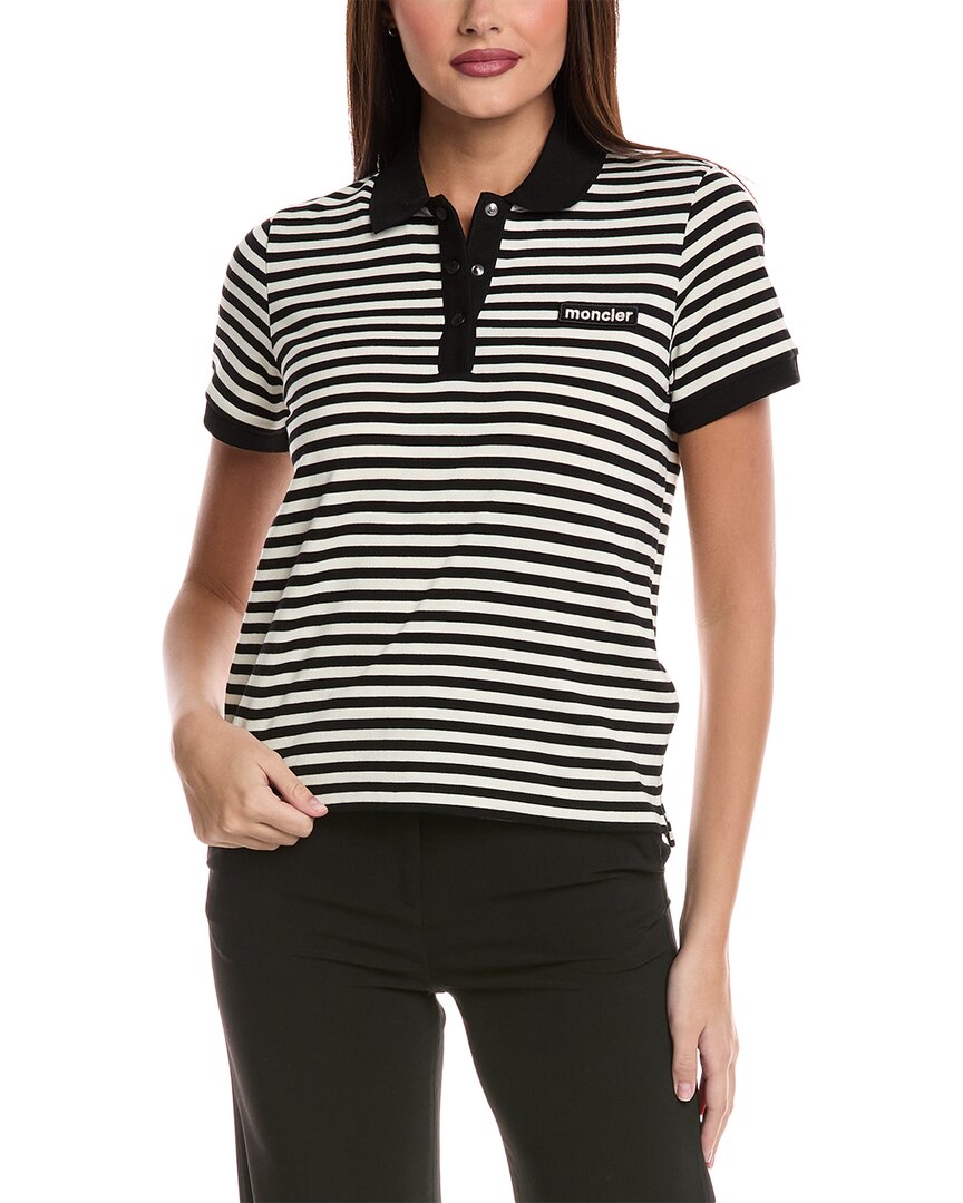 Moncler Striped Polo Shirt In Blue