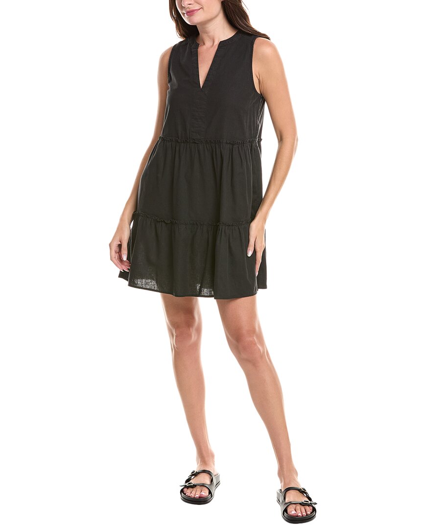 Michael Stars Sandra Linen-blend Mini Dress In Black