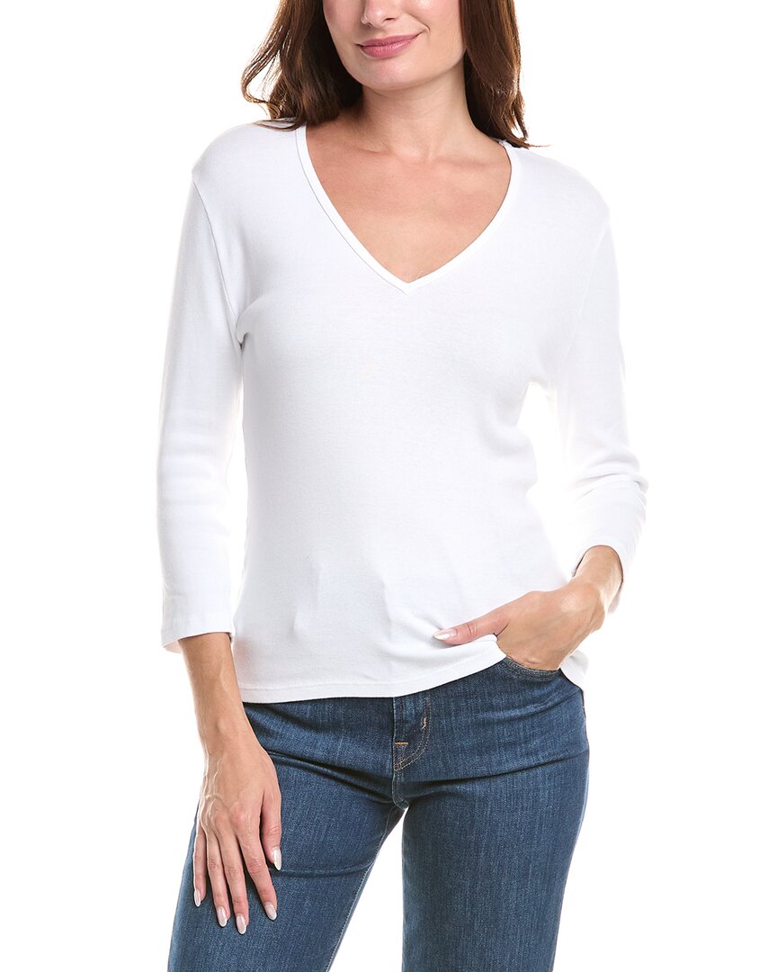Michael Stars Doubled Front V-neck T-shirt In White