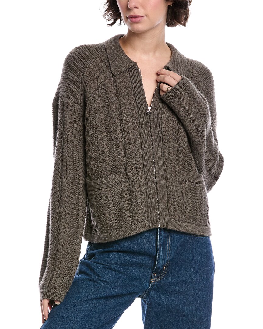 Rag & Bone Kerry Cable Wool Cardigan In Brown