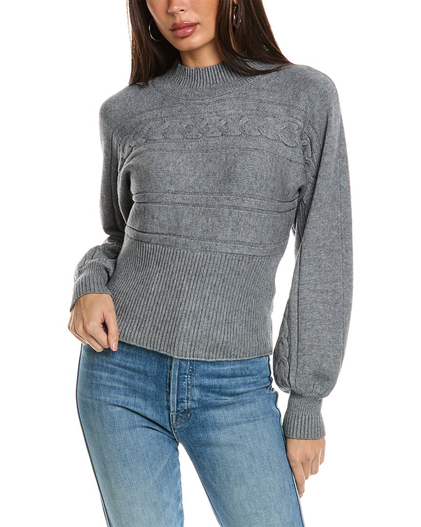 Rain + Rose Mock Neck Sweater In Gray