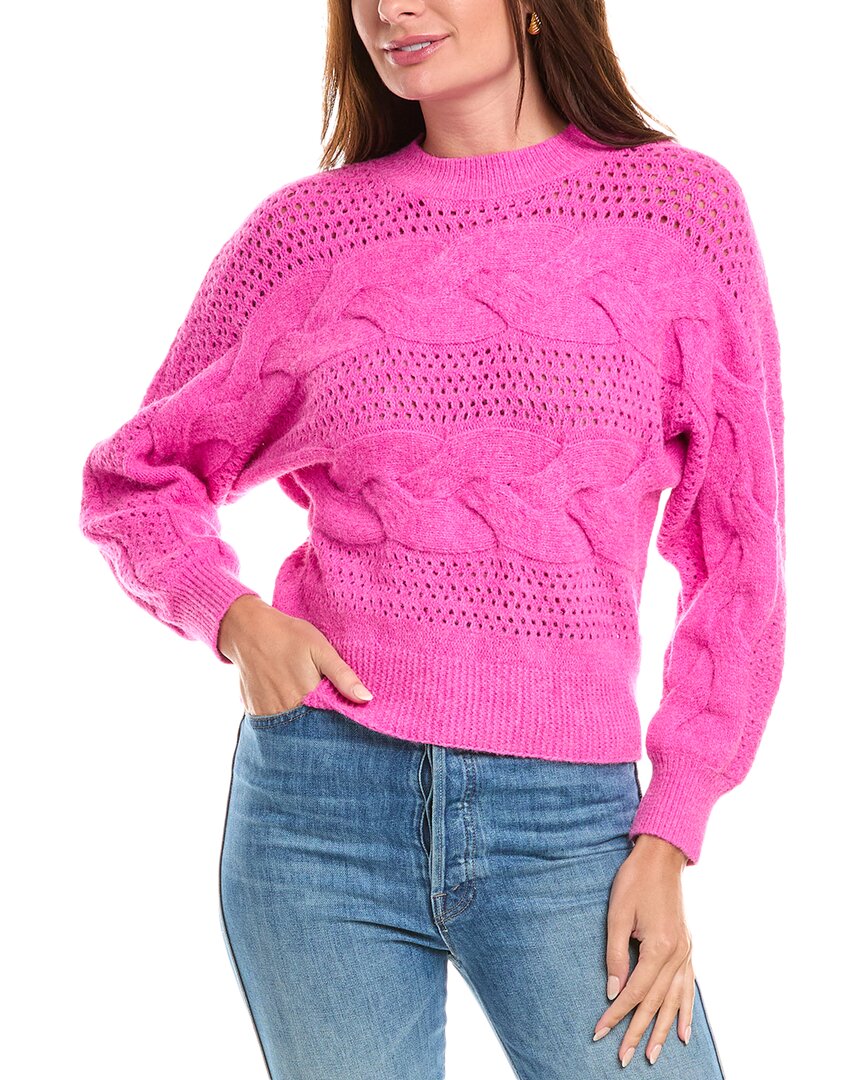 Rain + Rose Open Knit Sweater In Pink