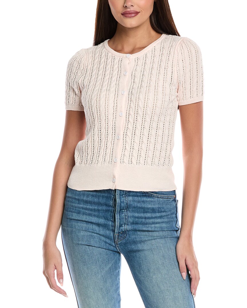 Design History Button Front Linen-blend Cardigan In Neutral