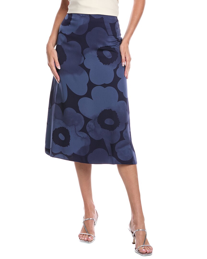 Marimekko Korkeat Akvarelli Unikko Midi Skirt In Blue