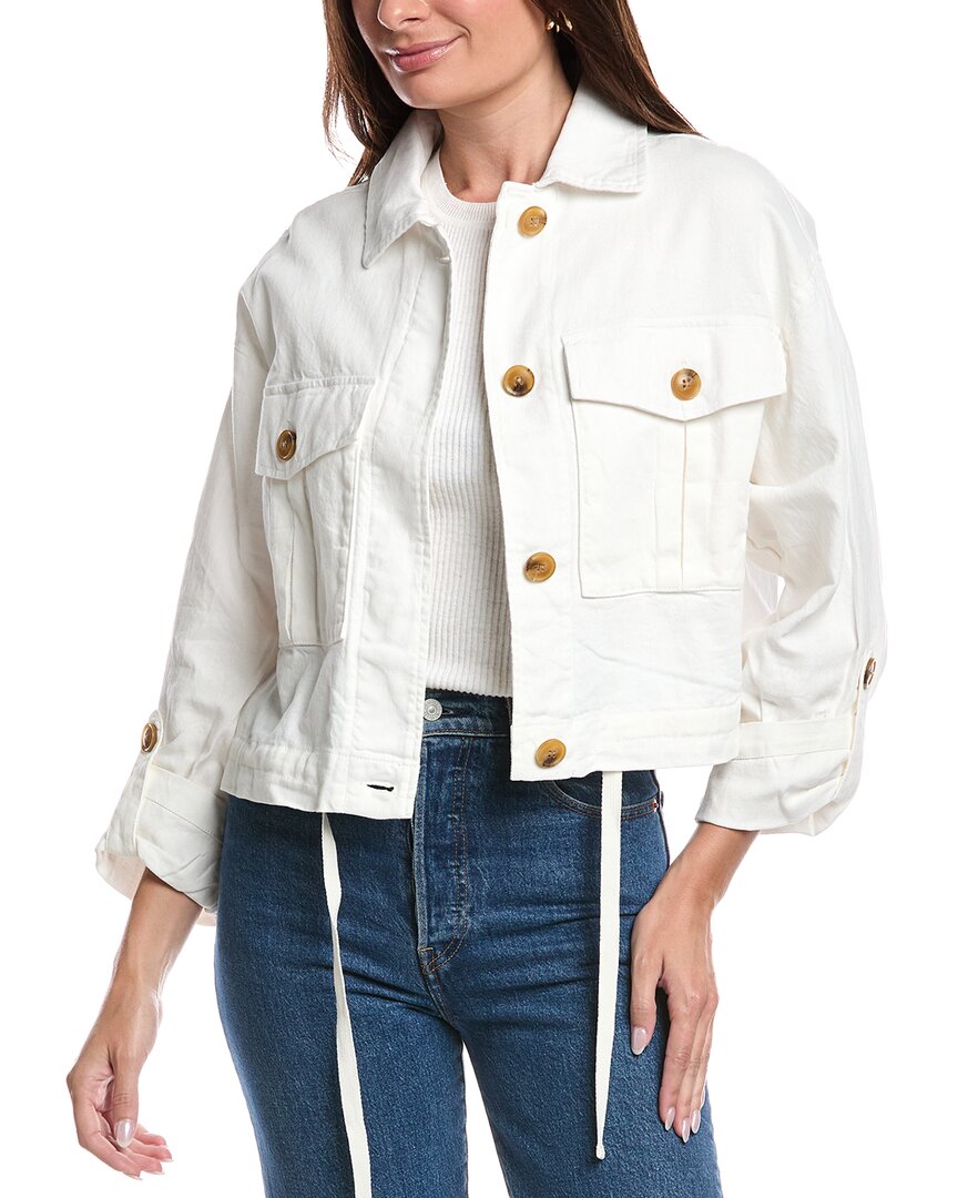 Blanknyc Blank Nyc Great Catch Linen-blend Jacket In White