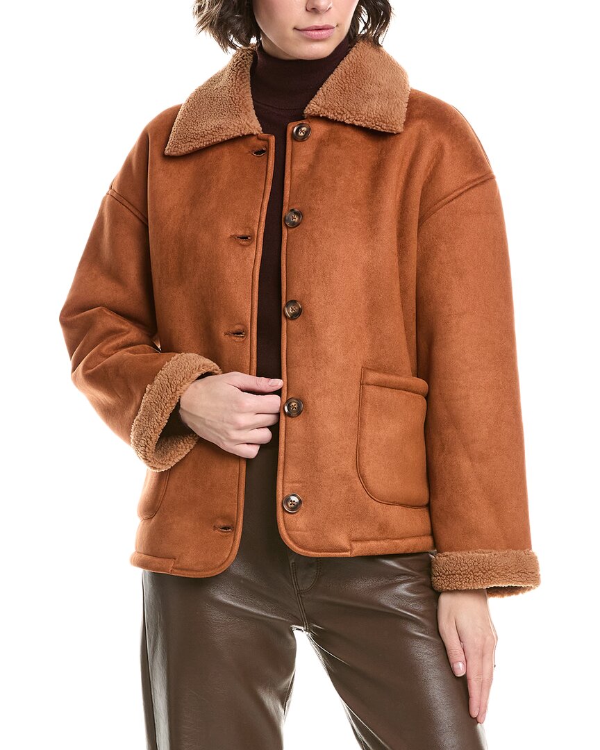 Pascale La Mode Fleece Coat In Brown