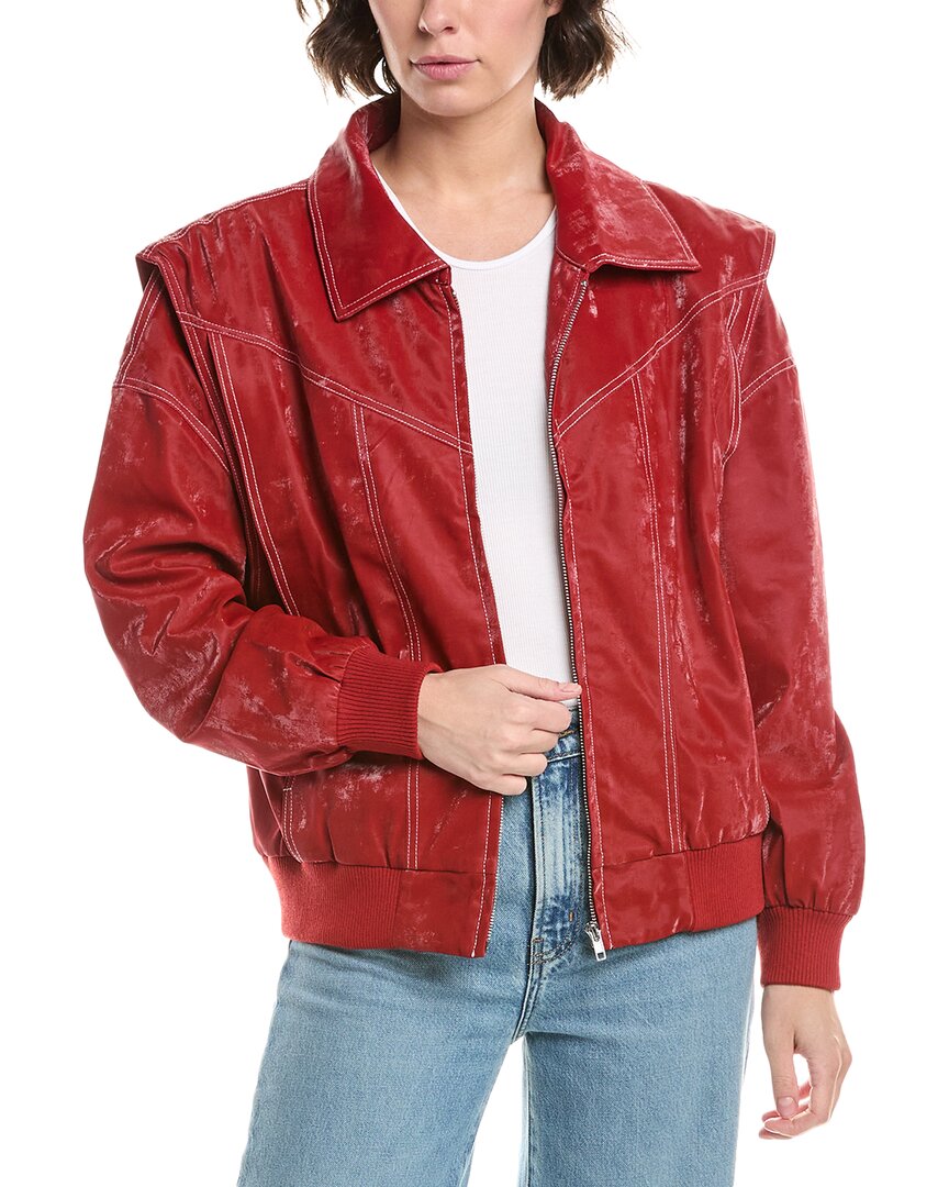 Pascale La Mode Faux Leather Moto Jacket In Red