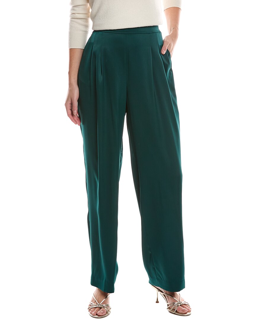 Anne Klein Pull-on High-rise Wide Leg City Satin Pant In Green