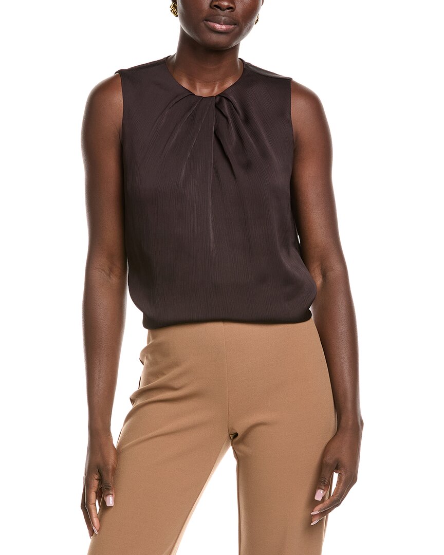 Anne Klein Womens Twist Neck Sleeveless Top P Xxs Xxl In Brown
