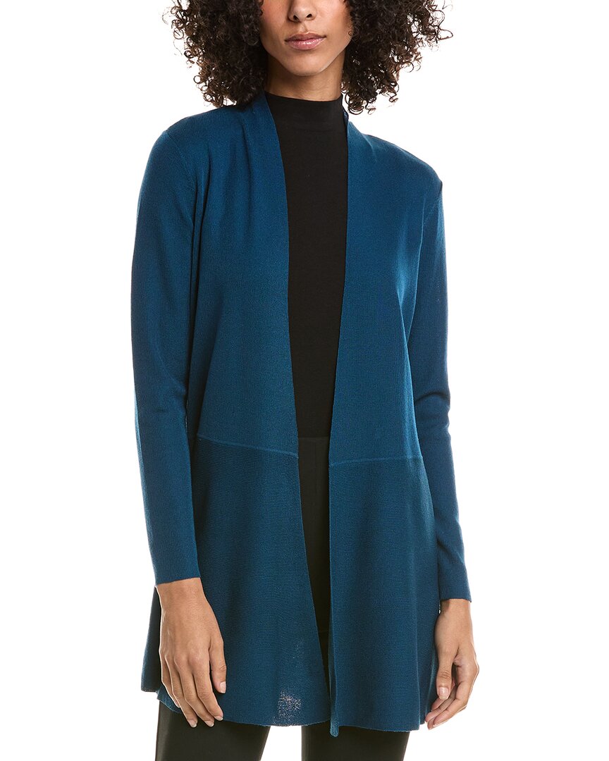 Anne Klein Montery Open Front Longline Cardigan In Blue