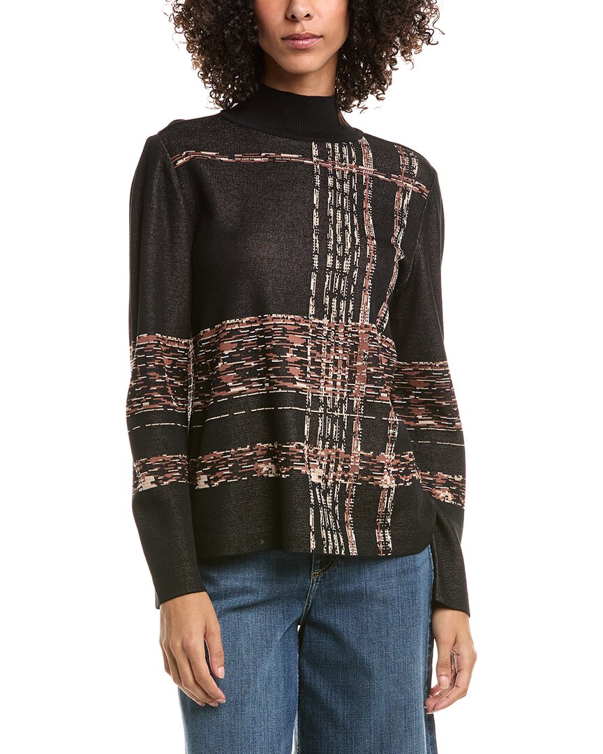 Anne Klein Plus Size Turtleneck Luxe-stitch Sweater In Black