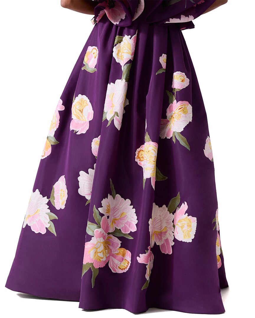 Carolina Herrera V-neck Folded Ruffle Silk Top In Purple