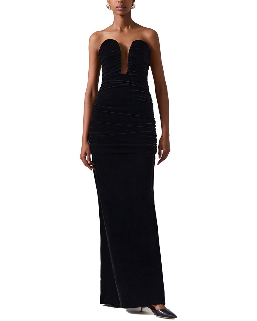 Carolina Herrera Strapless Deep U Ruched Gown In Black In Black